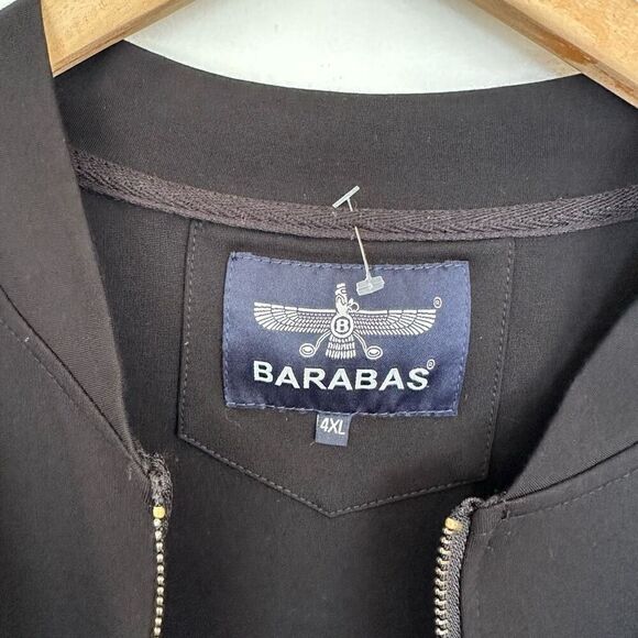 Barabas Men’s Black Greek Fret Monochromatic Rhinestone Tuxedo Sleeve Stripe Zip - Picture 9 of 12